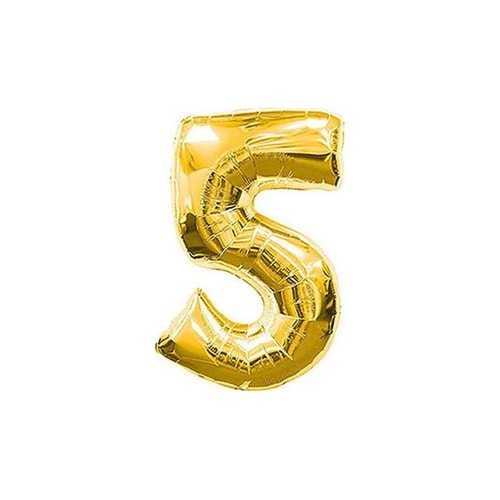 İKM 5 Rakam Folyo Balon Altın 40 İnç Büyük Boy Sayı Balonu Doğum Günü Süsleme