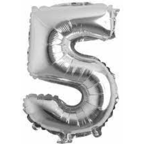 İKM 5 Rakam Folyo Balon Gümüş 40 İnç Büyük Boy Sayı Balonu Doğum Günü Süsleme