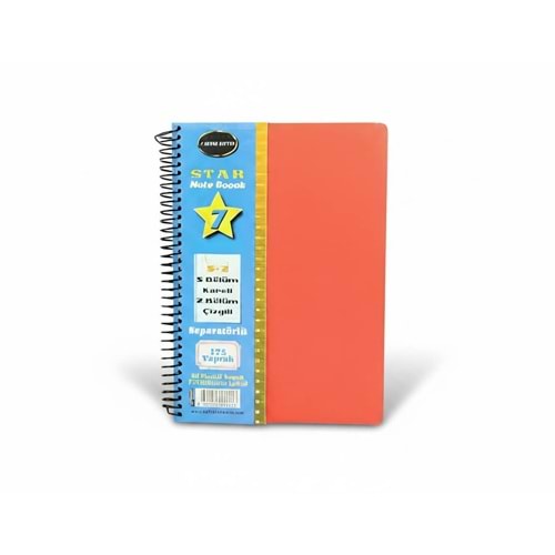 Star A4 PP Kapak Ayraçlı Defter 5+2 (175 Yaprak)