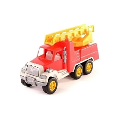 Büyük Tekerlekli İtfaiye Aracı Oyuncak - Hareketli Merdivenli Plastik Kamyon