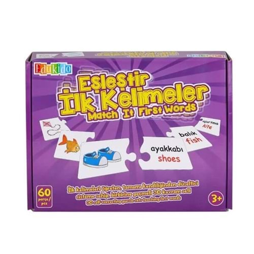 Edu-Kido Eşleştir İlk Kelimeler (Match It First Words) 60 Parça - 30 Kavram Seti (3+ Yaş)