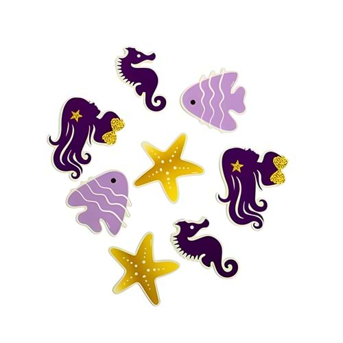 TPD1625 Pırıltılı Deniz Kızı, 8 adet Tema Aksesuar