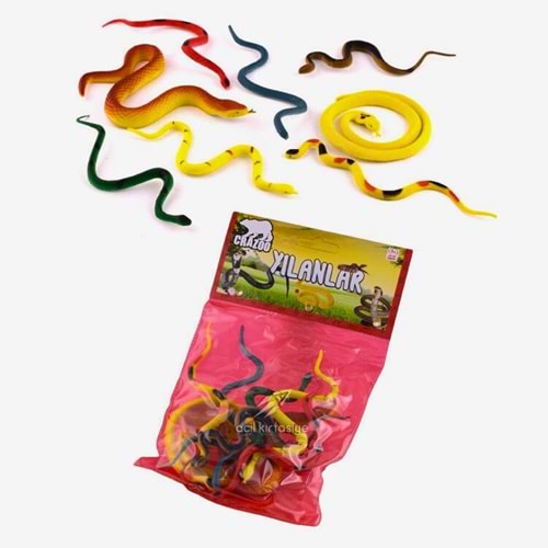 Crazoo Küçük Poşetli Renkli Yılan Figürleri Seti - 6'lı (00707)