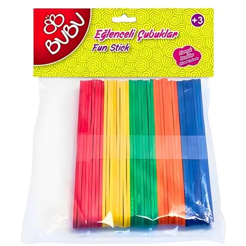 BuBu Eğlenceli Renkli Çubuklar 40’lı – 11.5 cm Ahşap Hobi Çubukları