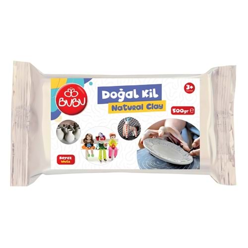 BuBu Doğal Kil Beyaz – 500 gr Modelleme Kili (Tek Paket)