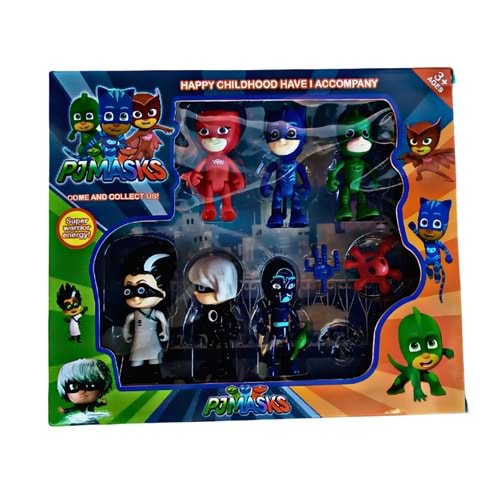 Pijamaskeliler Süper Hero 8’li Figür Seti – PJ Masks Kahraman Oyuncak Seti – 3+