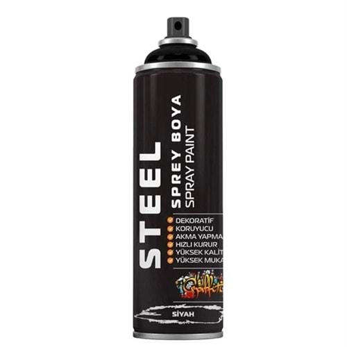 Steel Sprey Boya Beyaz 200 ml Dekoratif Koruyucu Hızlı Kuruyan Yüksek Kapatıcılık