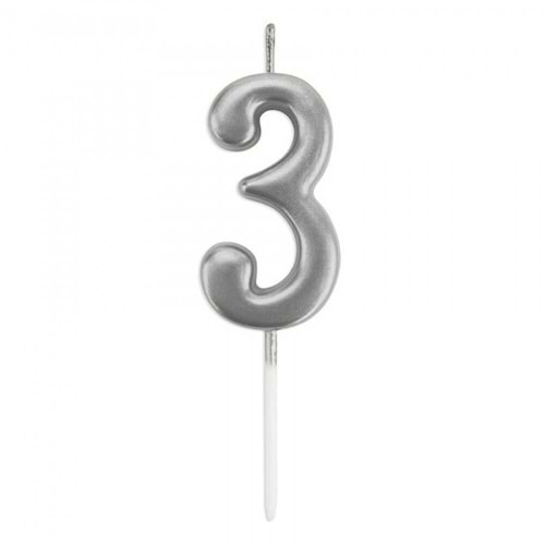 Rakam Mum 7CM Gümüş 3
