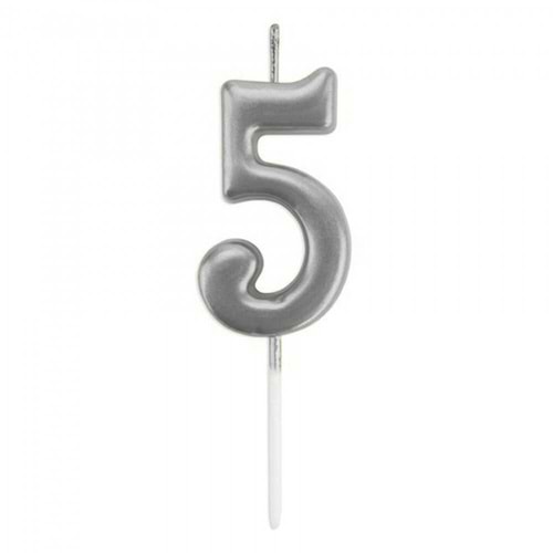 Rakam Mum 7CM Gümüş 5