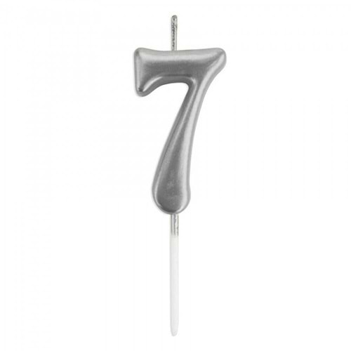 Rakam Mum 7CM Gümüş 7