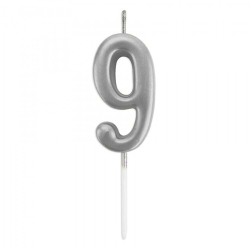 Rakam Mum 7CM Gümüş 9