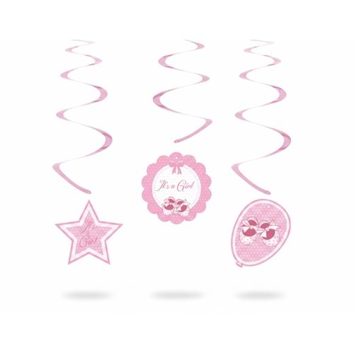 SW18 Babyshower Kız Sarkıt Süs 6lı