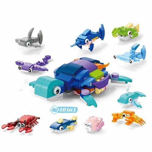 Seher 9103 10 in 1 Deniz Hayvanları Blok Oyuncak Yapı Seti