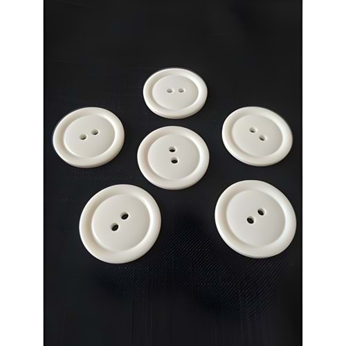 Beyaz 2 Delikli Plastik Düğme Tek Adet Dikiş Düğmesi