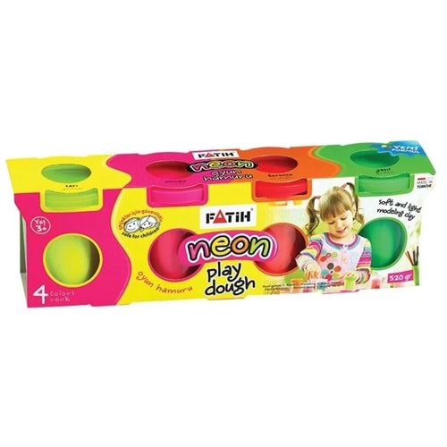FATİH 4 Renk Neon Oyun Hamuru Seti - Soft Yumuşak Play Dough (520 gr)