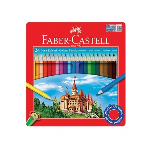 Faber-Castell Tam Boy Kuru Boya Kalemi 24 Renk Metal Kutu Bicolor