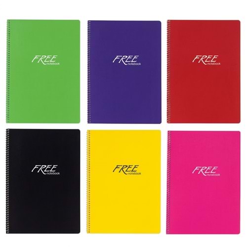 FREE Notebook Spiralli PP Kapak Çizgili Defter 160 Yaprak | Okul ve Üniversite Defteri