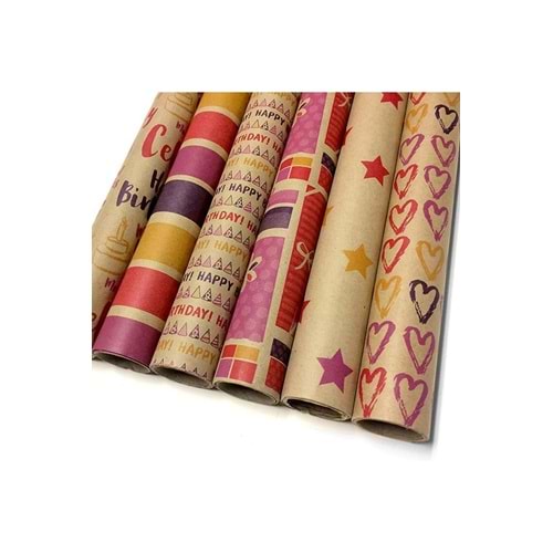 KESKİN COLOR 2'li Rulo Hediye Paket Kağıdı - 70x100 cm Aynı Desen Ambalaj Kağıdı