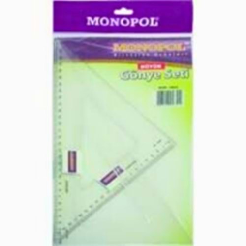 Monopol Büyük Boy Şeffaf Gönye Seti - 60° ve 90° İki Parça (Teknik Çizim)