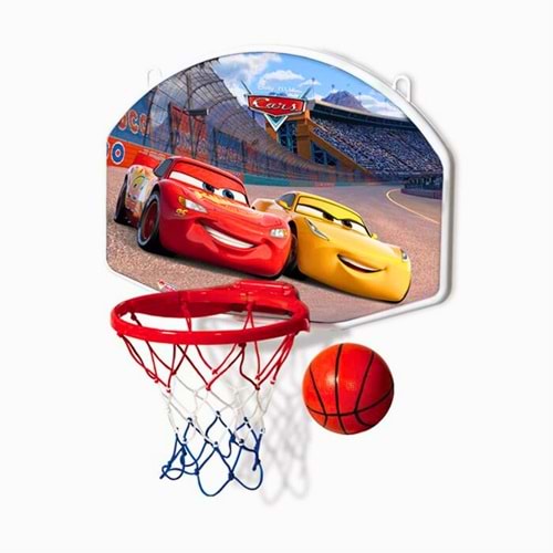 Disney Cars Temalı Büyük Boy Pota ve Top Seti - Duvar Tipi Basketbol Oyunu (01529)