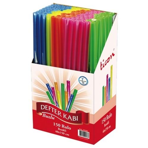 Ticon Renkli Buzlu Defter Kabı Rulosu - 40x150 cm (150 Rulo Kutuda)