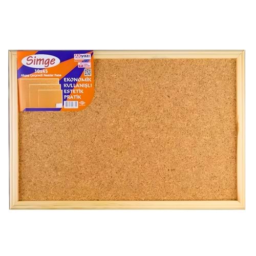 AKYAZI SİMGE AHŞAP MANTAR PANO 30*45