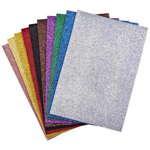 Südor A4 Boyut 10 Renk Simli Yapışkanlı Eva Köpük Kağıdı Seti (20x30 cm)