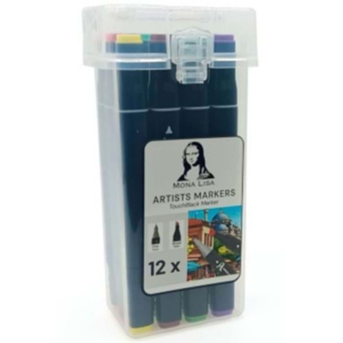 Südör Mona Lisa Touch Black Artist Marker Kalem Seti - 12 Renk Çift Uçlu