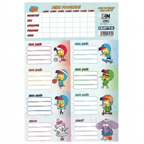 GIPTA Kral Şakir Lisanslı Ders Programı ve Kitap/Defter Etiketi Seti
