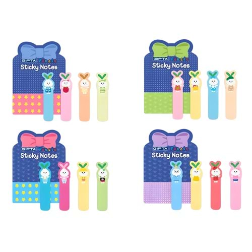 YAPIŞKAN NOT- 4Prç. K.AYRAÇLI DESENLİ 48Lİ STD