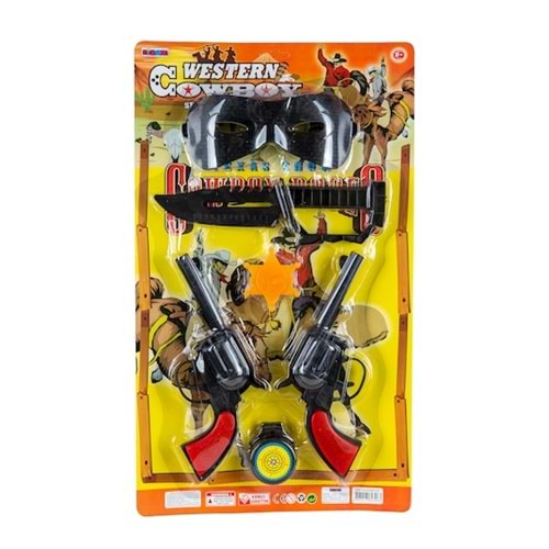 İkili Kovboy Seti Oyuncak Silah ve Maske