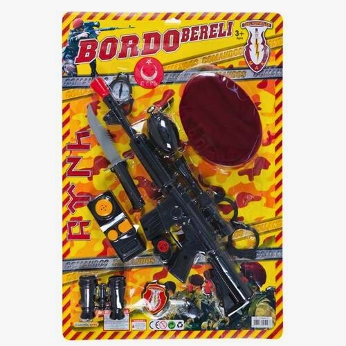 Bordo Bereli Oyuncak Asker Seti - Tüfek, Bıçak ve Komando Beresi Aksesuarlı (3+)