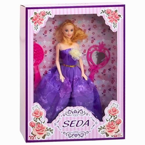 Seda Bebek Mor Abiyeli ve Aksesuarlı Oyuncak Seti - Yerli Üretim (268)