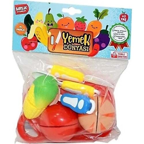 Birlik Oyuncak 10 Parça Kesilebilen Sebze Meyve Seti - Yemek Dünyası (Cırtlı)