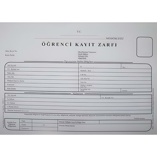 ÖĞRENCİ KAYIT ZARFI