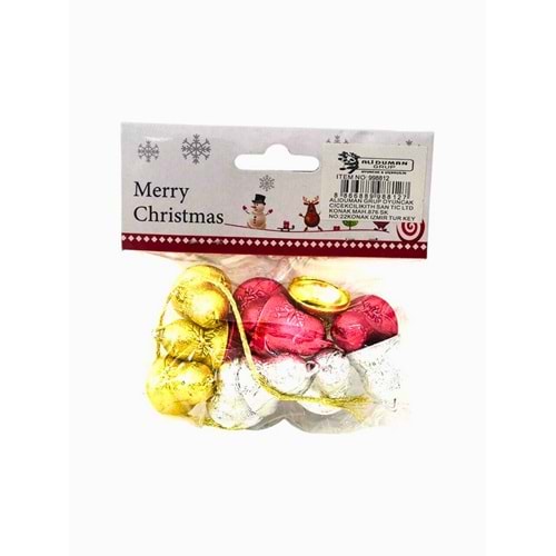 Metalik Renkli Çan Figürlü Çam Ağacı Süsleri Paketi - Yılbaşı Dekorasyonu