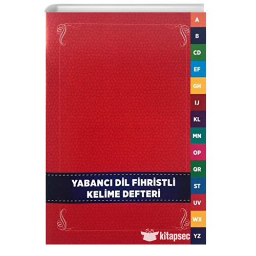 Yabancı Dil Kelime Fihrist Defteri Alfabetik Bölmeli Kelime Defteri