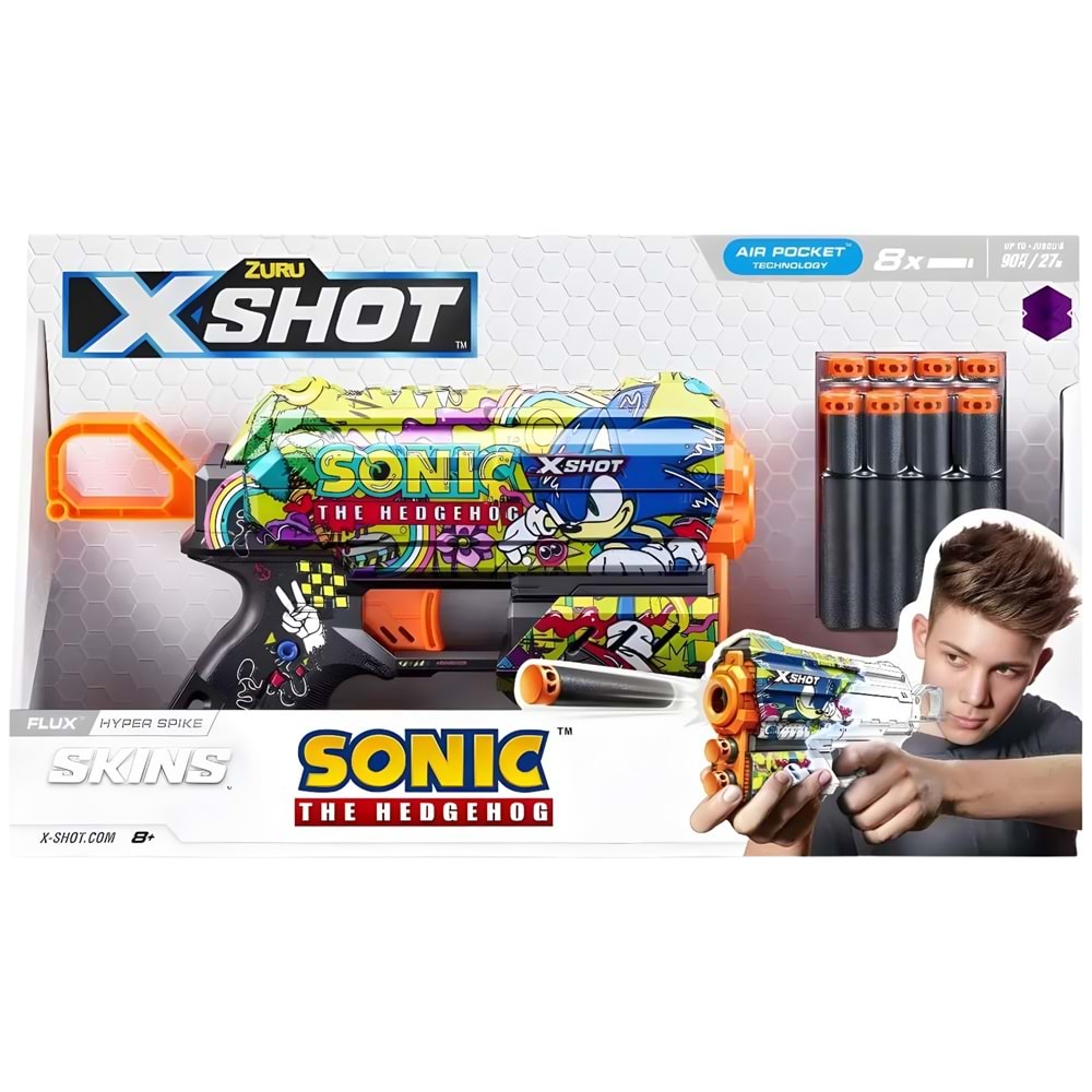 Zuru X-Shot Skins Flux – Sonic Temalı Sünger Atan Oyuncak Silah (36648)