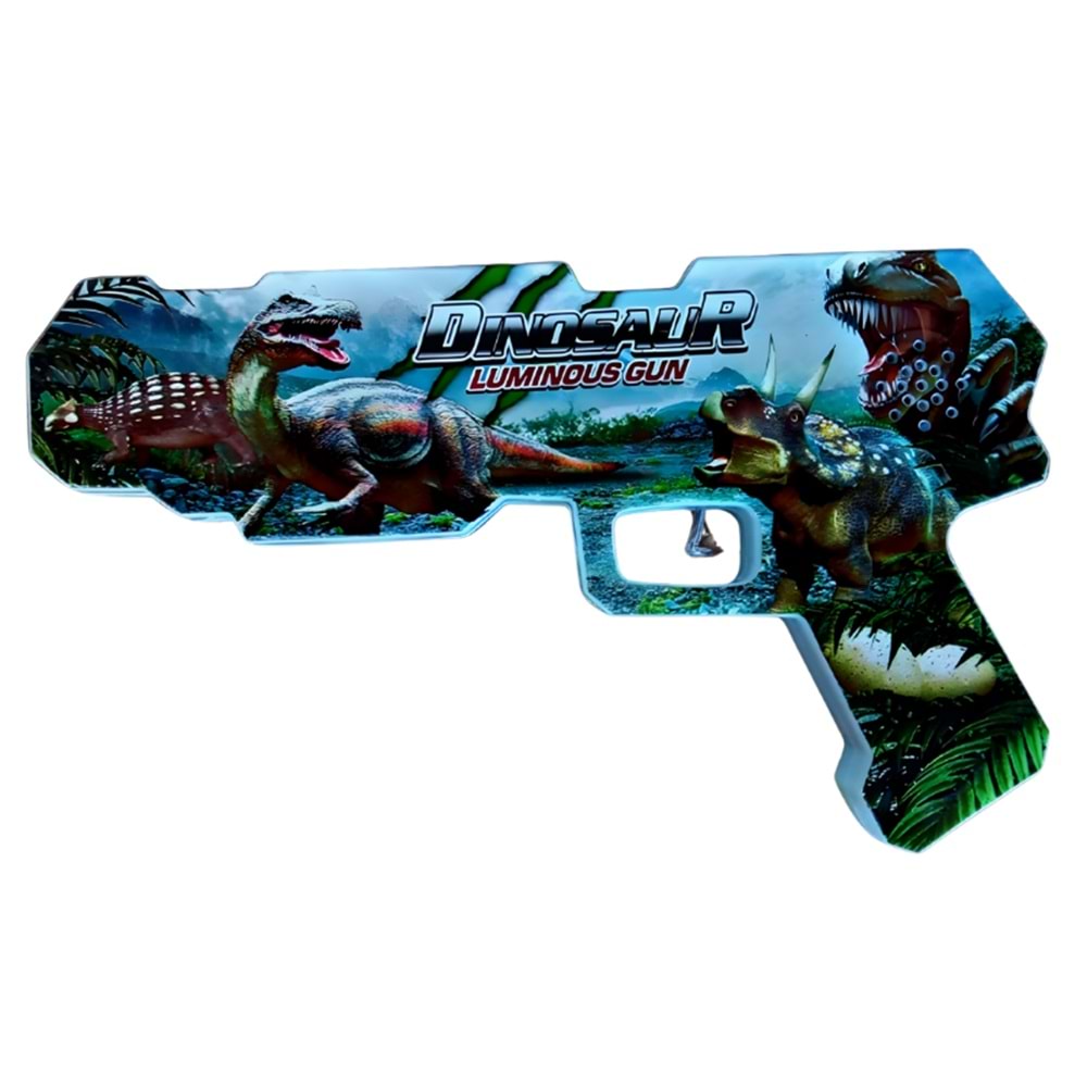 8847 Dinozor Desenli Sesli Tabanca – Işıklı ve Ses Efektli Oyuncak Silah