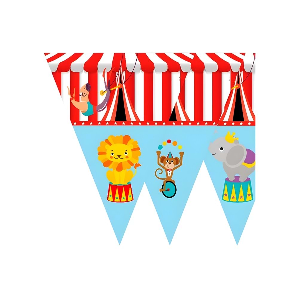 Sirk Temalı Üçgen Bayrak Seti – Parti Süsleme Flama (TSR8795)