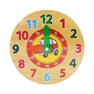 Eğitici Ahşap Araba Temalı Saat Oyunu