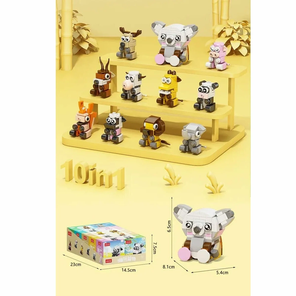 Seher 9105 10 in 1 Blok Oyuncak Hayvan Figürlü Yapı Seti