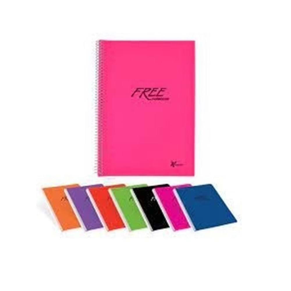 FREE Serisi A4 Müzik Defteri 40 Yaprak - Spiralli Plastik Kapak Çeşitli Renkler